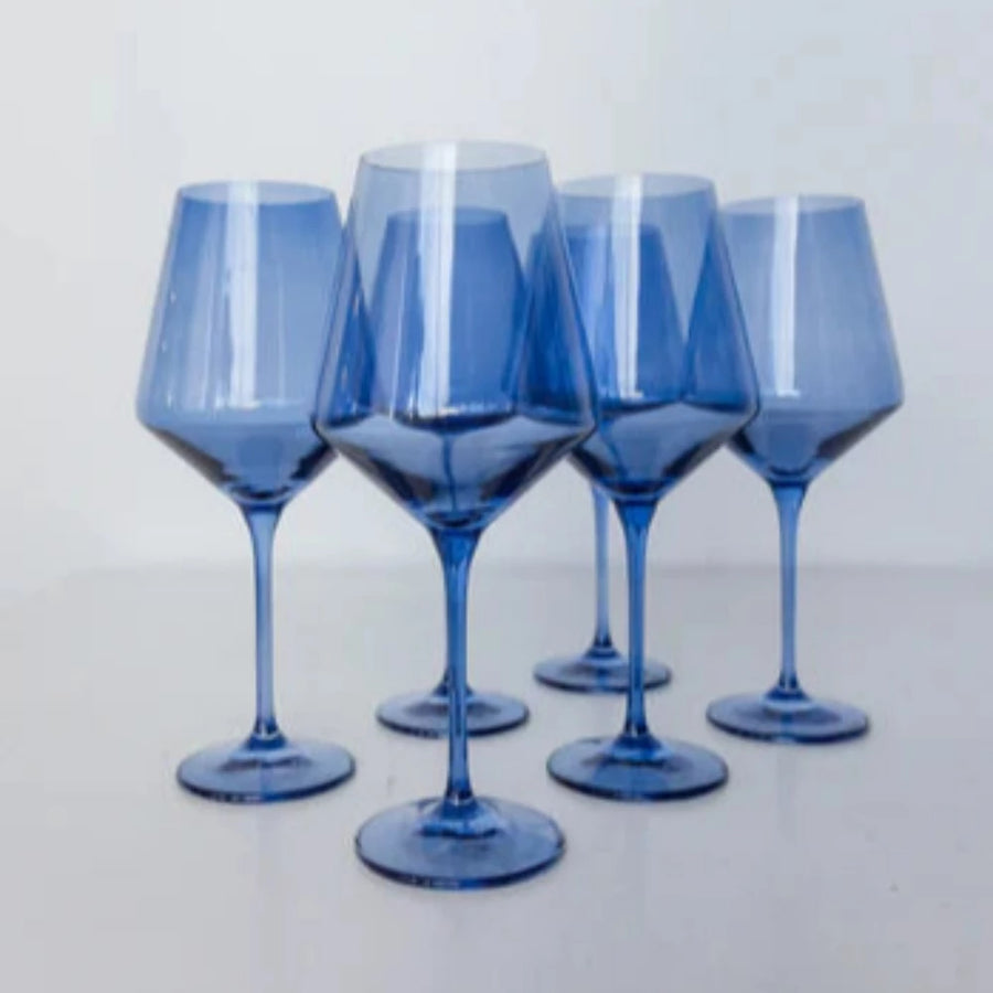 Estelle Stemmed Wine Glasses in Cobalt