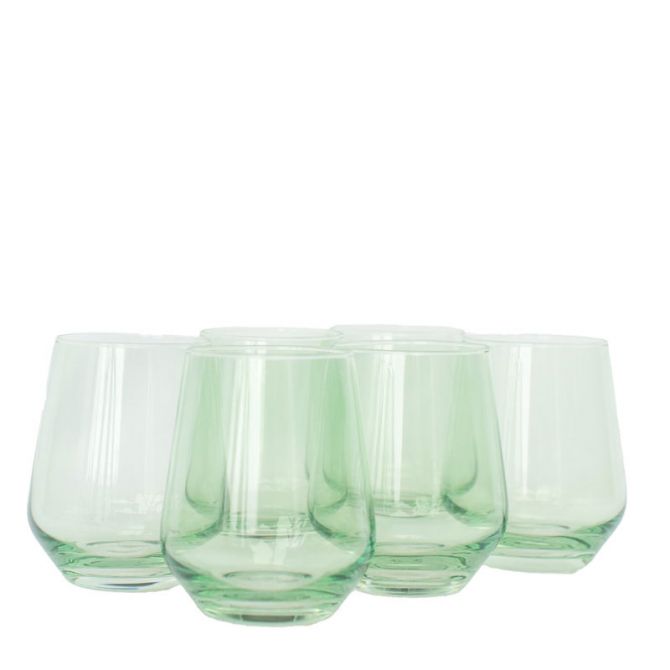 Estelle Stemless Wine Glasses -  Set of 6 in Mint Green