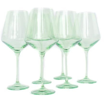 Estelle Mint Green Stemmed Wine Glasses, Set of 6