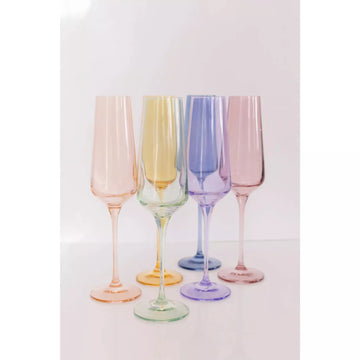 Estelle set of 6 Mixed Pastel Champagne Flutes
