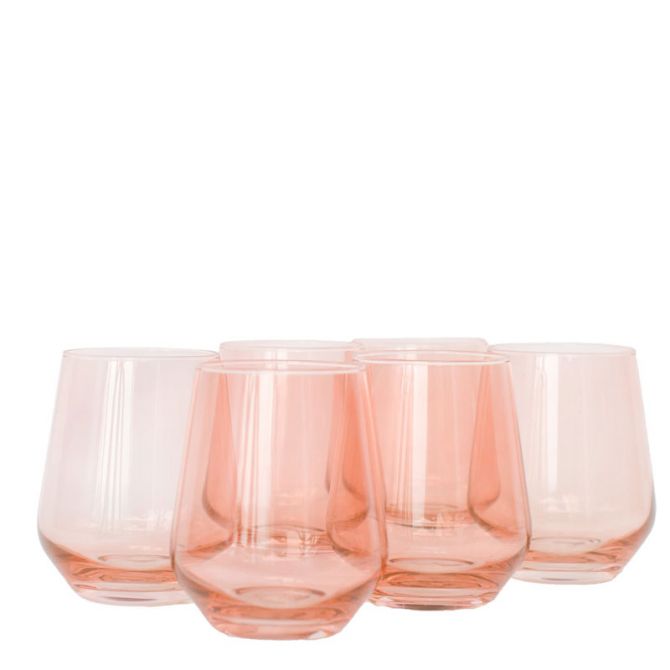 Estelle Stemless Wine Glasses - Set of 6 in Blush