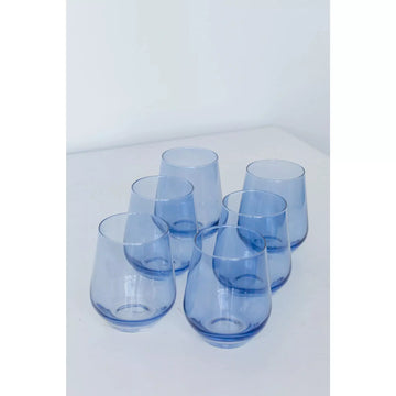 Estelle Stemless Wine Glasses in Cobalt (Set of 6)