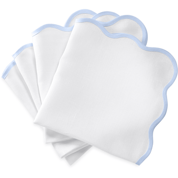 Matouk Scallop Edge Dinner Napkin in Ice Blue