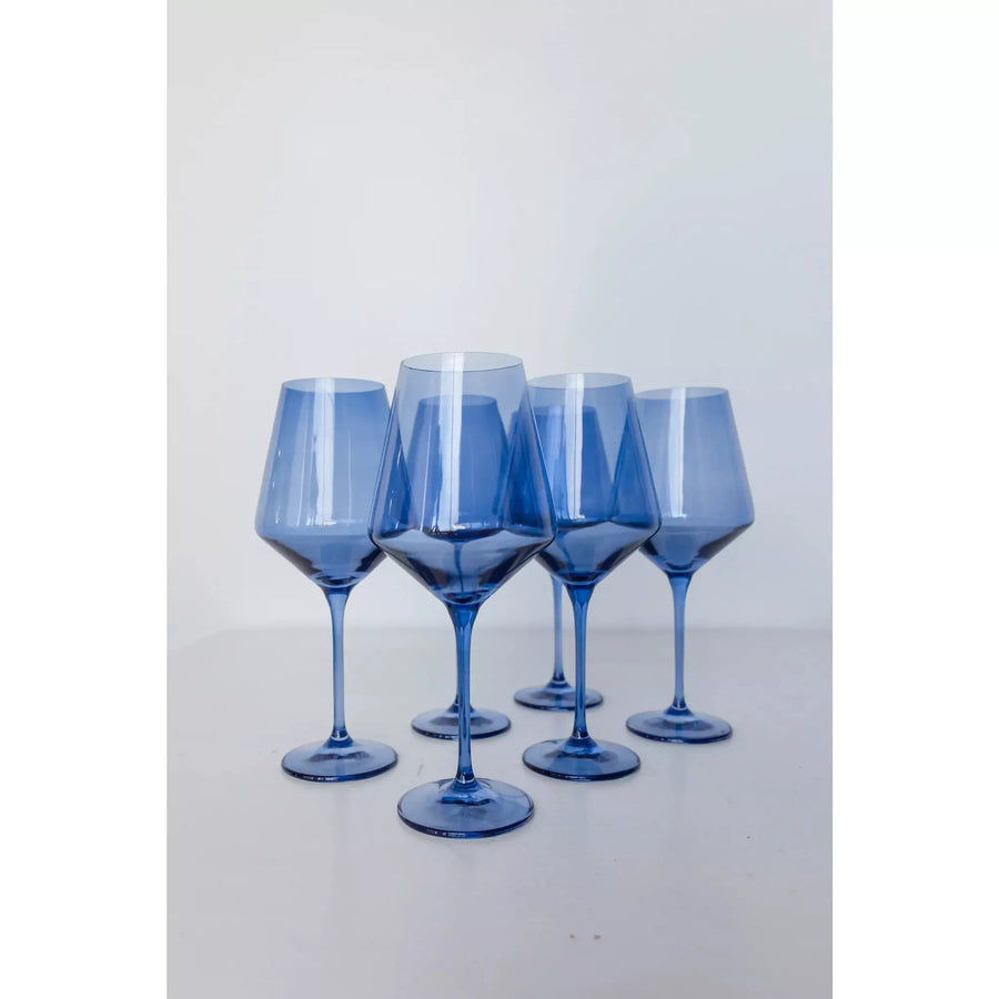 Estelle Stemmed Wine Glasses in Cobalt (Set of 6)